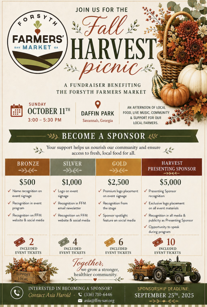 Forsyth Farmers’ Market to Host Annual Fall Harvest Picnic 2 Forsyth Farmers’ Market to Host Annual Fall Harvest Picnic